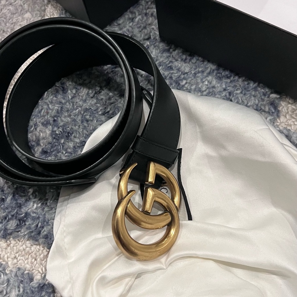Gucci Black Belt with Gold Buckle